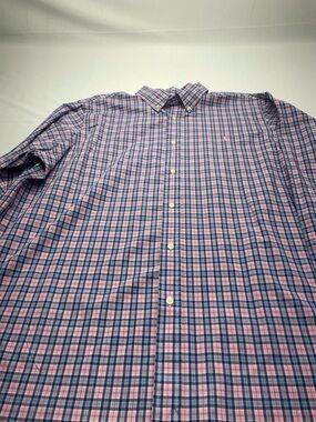 Ralph Lauren Men’s Pink & Blue Plaid Button-Down Shirt Cotton XXL